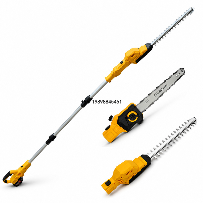 Cordless Hedge Trimmer Pole 2 In 1 - 2in1ポールソー付き、21Vブラシレス伸縮式コードレスポール式生垣剪定機、最大9.8フィートの長さで届く生垣剪定用具