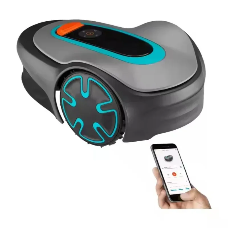 Smart Automatic Lawn Mower App - グレーの自動芝刈り機、スマートロボット式家庭用芝刈り機、アプリ制御、カスタムルート刈り、庭用電動ロボット