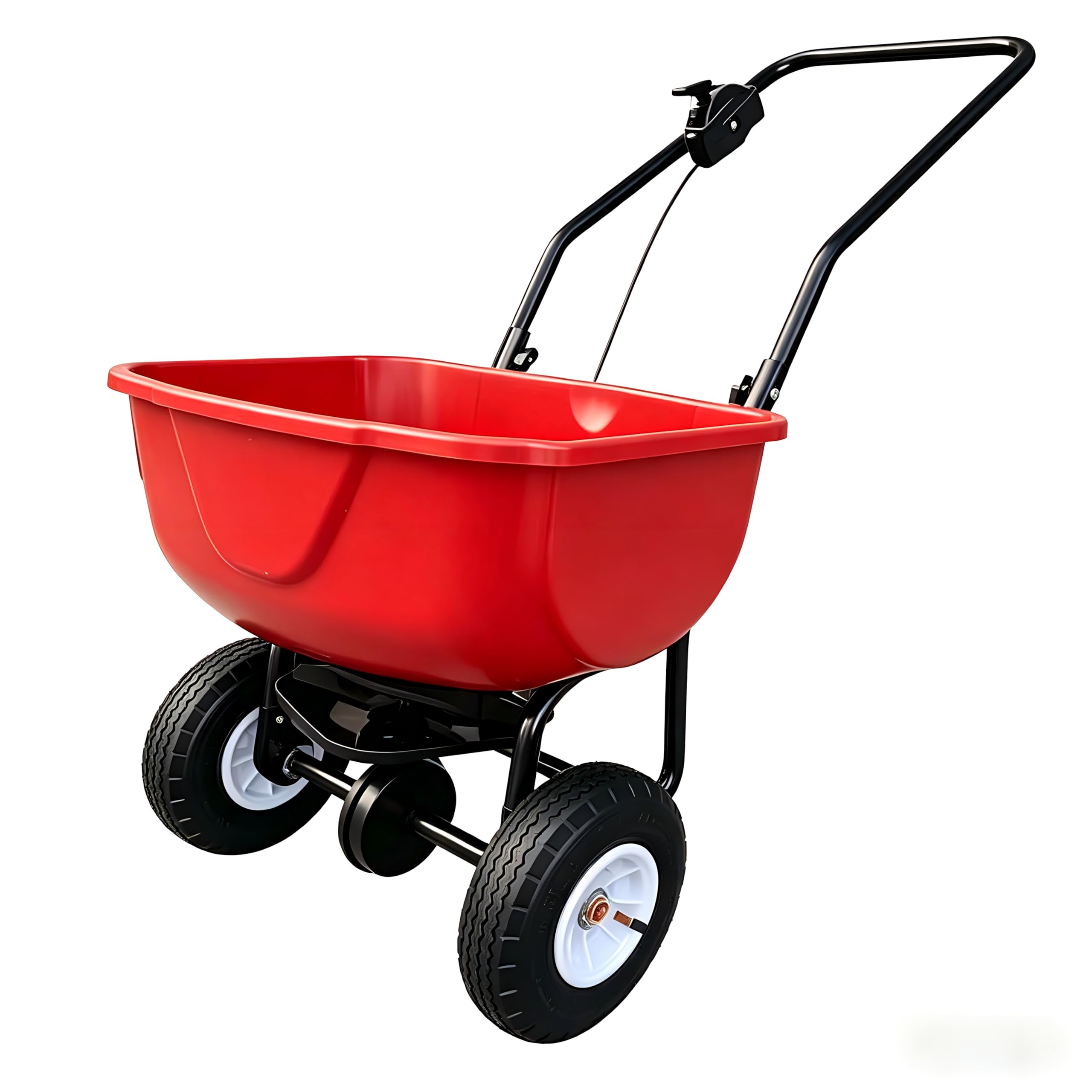 Fertilizer Spreader Walk Behind Broadcast - 肥料・種子散布用70LB歩行型スプレッダー – 高耐久スチールフレーム、8インチ全地形対応空気タイヤ、電流調整機能、散布幅0～10FT、コンパクト収納