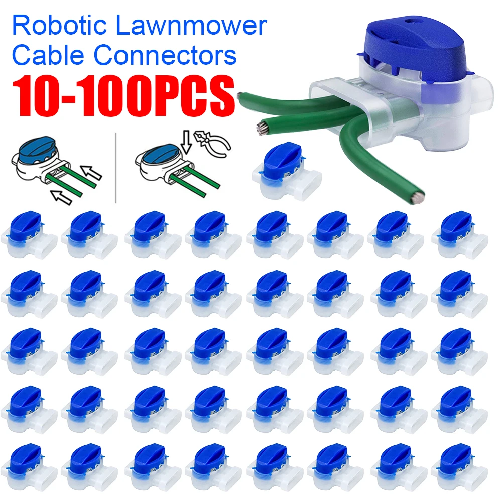 Robotic Lawn Mower Boundary Wire - 防水ケーブルクランプ,ガーデンツール,芝刈り機,3極端子台,ロボット用,10〜100個のコネクタ