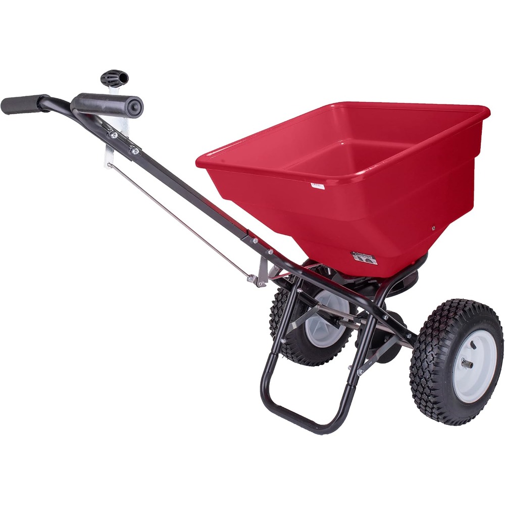 2170 商用100ポンド放送用肥料散布機。 赤い、頑丈な手 - Fertilizer Spreader Walk Behind Broadcast のレビューと価格