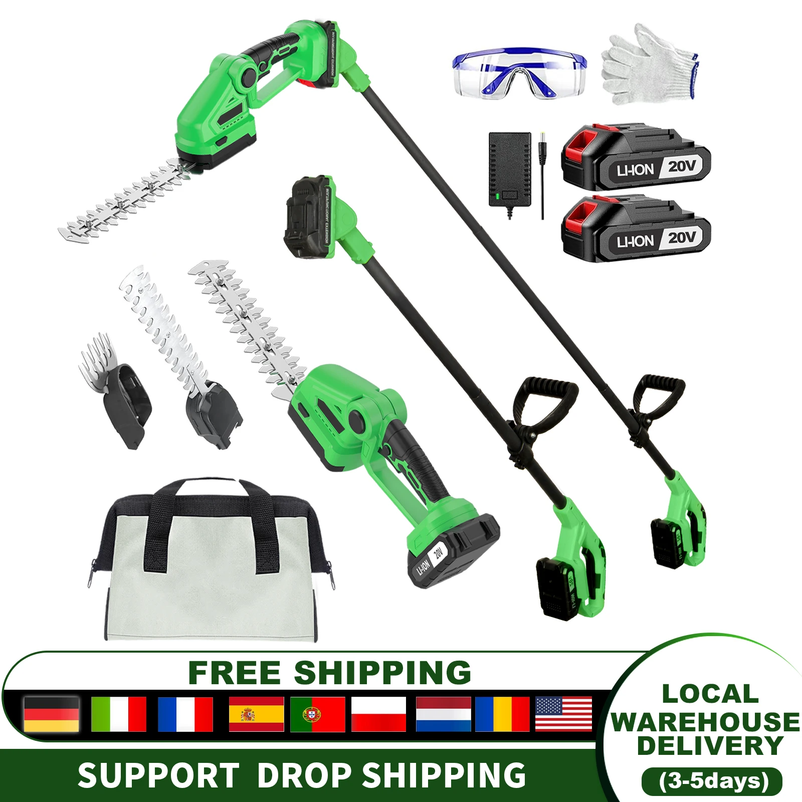 20Vコードレスヘッジトリマー、ロングポール付き、2-in- - Cordless Hedge Trimmer Pole 2 In 1 のレビューと価格