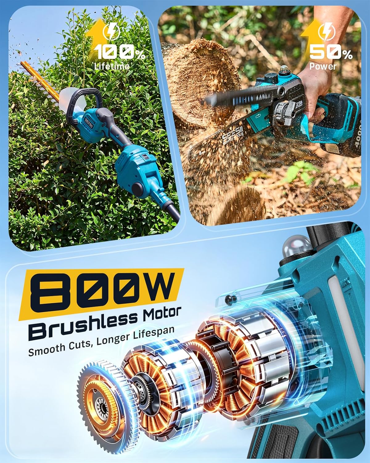 6-in-1 コードレスポールソー＆ヘッジトリマー コンボ（ - Cordless Hedge Trimmer Pole 2 In 1 のレビューと価格