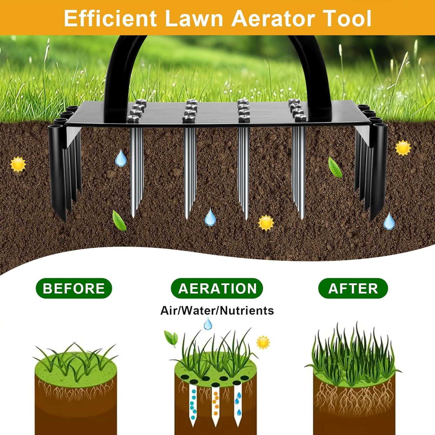 2-in-1手動芝生エアレーターツール：16個の3.5インチ - Lawn Aerator Shoes Spikes Heavy Duty のレビューと価格
