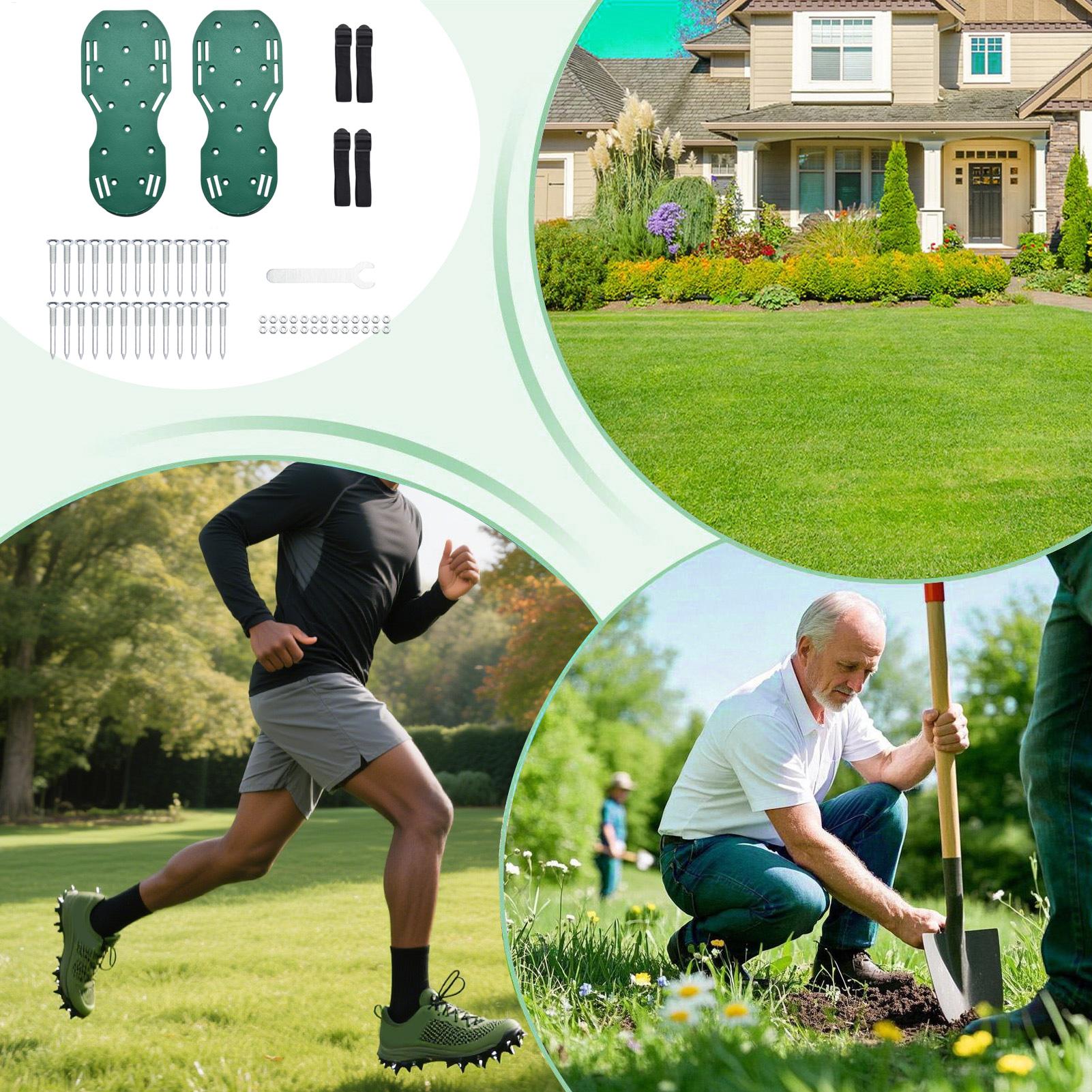 芝生用エアレーションシューズ、頑丈な金属製スパイクソール、調 - Lawn Aerator Shoes Spikes Heavy Duty のレビューと価格