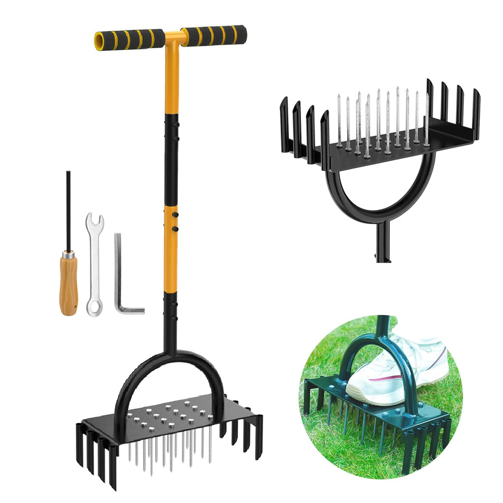2-in-1手動式ヘビーデューティーグラススパイクエアレータ - Lawn Aerator Shoes Spikes Heavy Duty のレビューと価格