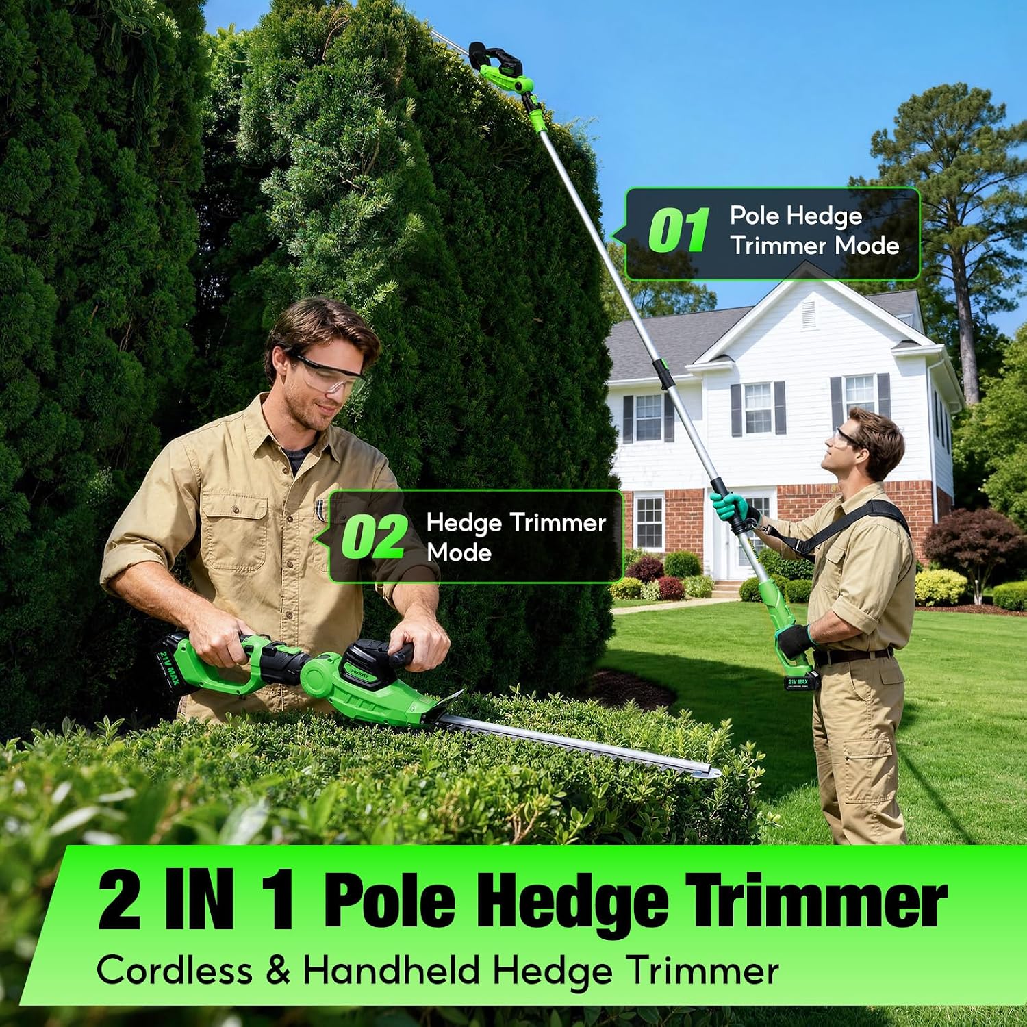コードレス2-in-1ヘッジトリマー（ポール式と手持ち式） - Cordless Hedge Trimmer Pole 2 In 1 のレビューと価格