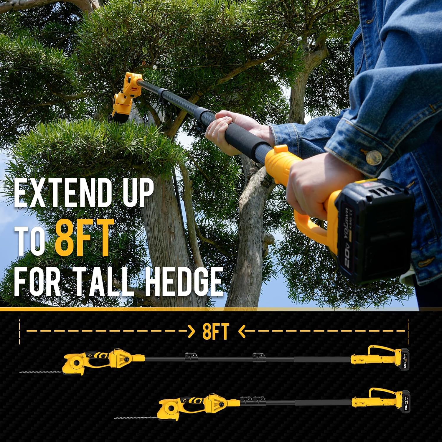 20V コードレス 2-in-1 ポール式生垣剪定機＆草刈り - Cordless Hedge Trimmer Pole 2 In 1 のレビューと価格