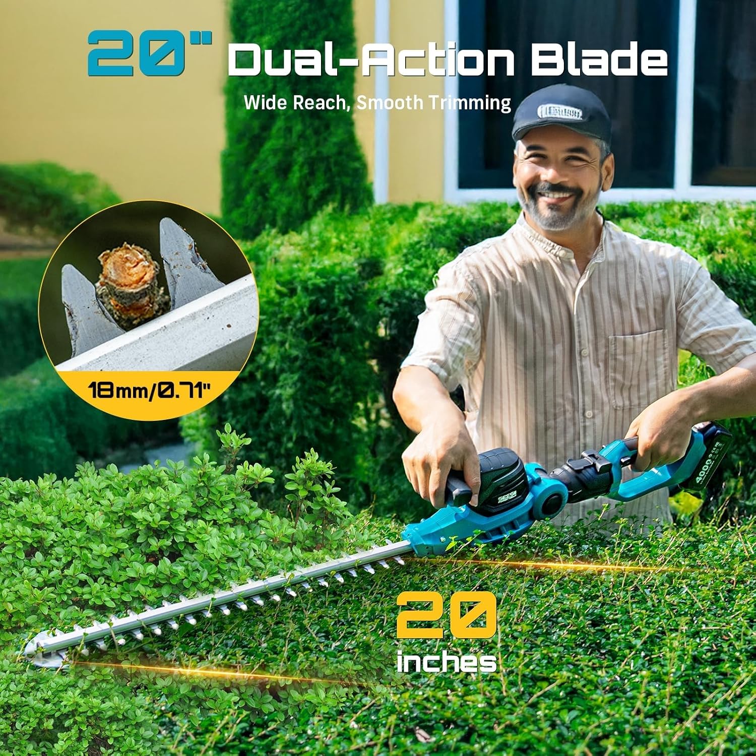 20V充電式2-in-1ヘッジトリマー兼ポールトリマー、20 - Cordless Hedge Trimmer Pole 2 In 1 のレビューと価格
