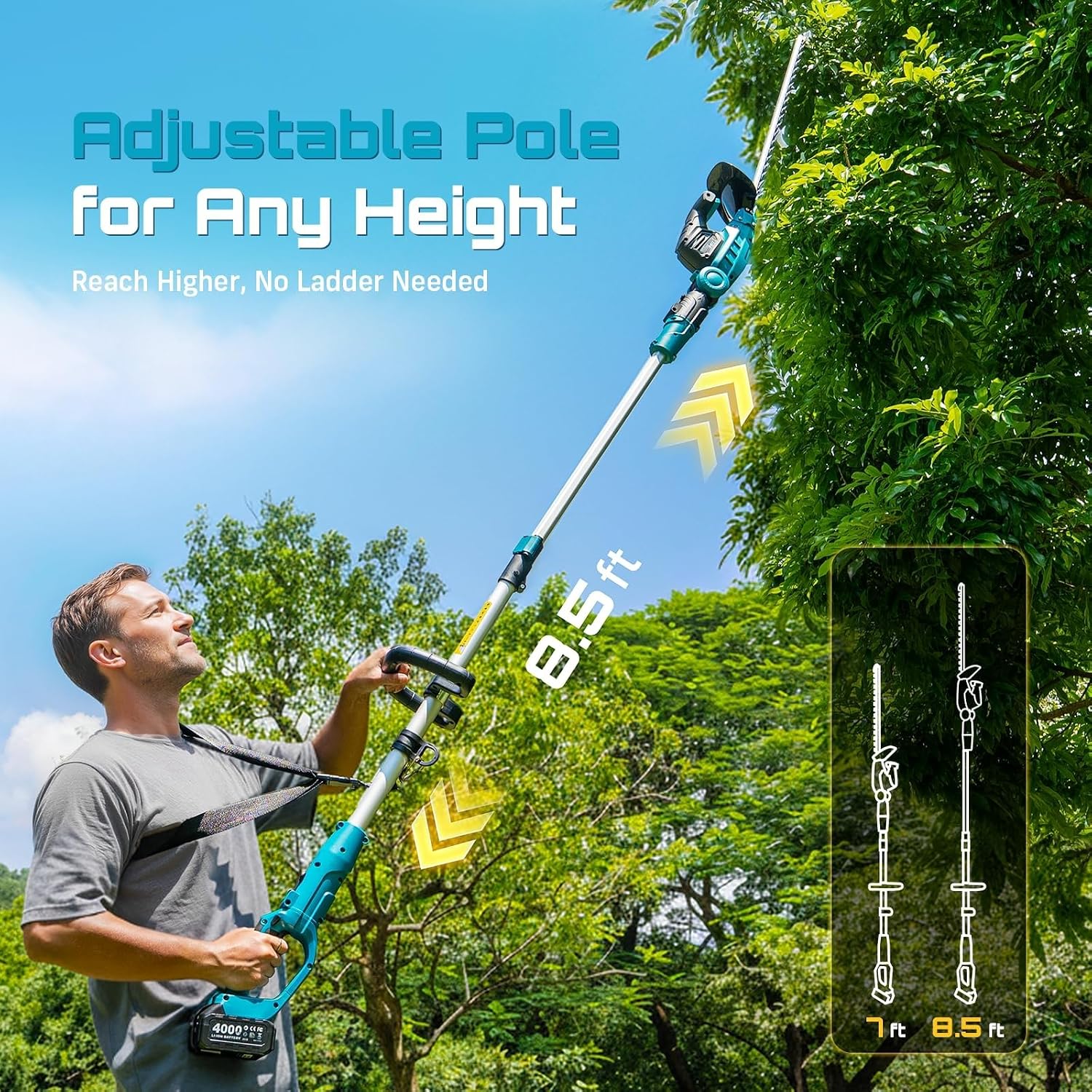 20V充電式2-in-1ヘッジトリマー兼ポールトリマー、20 - Cordless Hedge Trimmer Pole 2 In 1 のレビューと価格