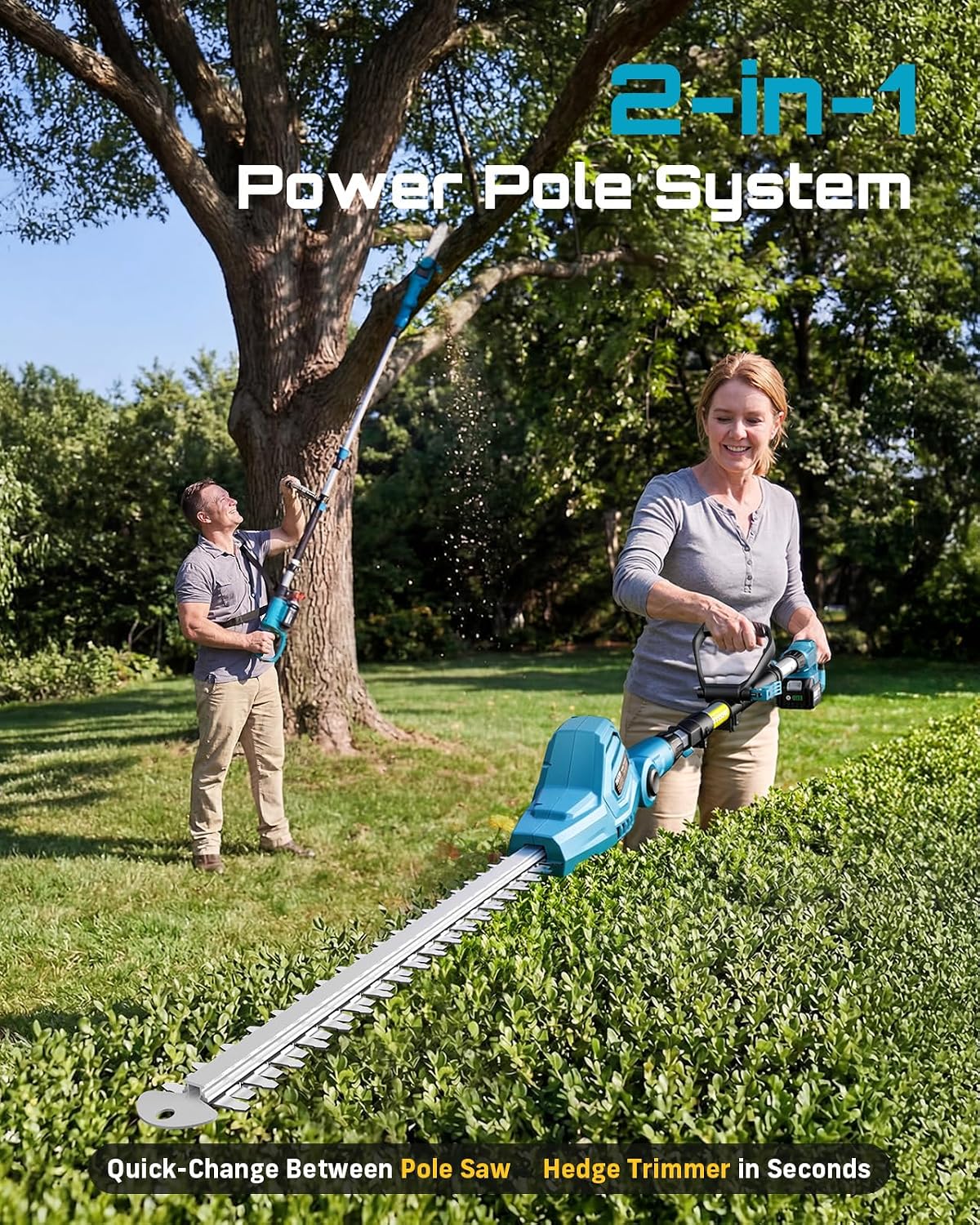 2-in-1コードレスポールソー＆ヘッジトリマー、8インチポ - Cordless Hedge Trimmer Pole 2 In 1 のレビューと価格