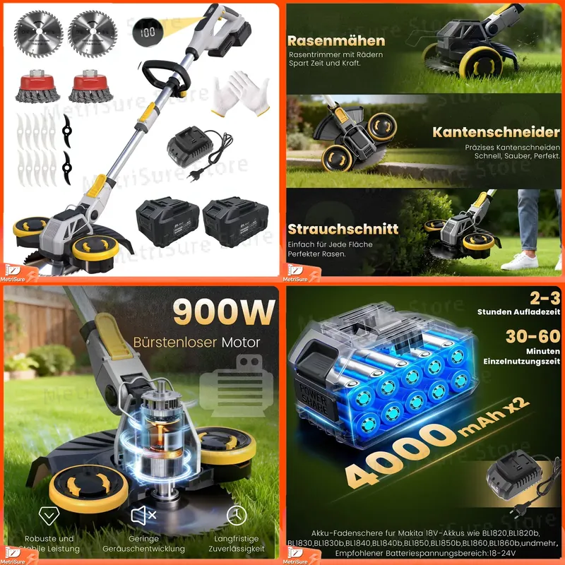 21V 900W ブラシレスコードレス草刈り機 2x4.0A - Brushless Cordless Grass Trimmer 21V のレビューと価格