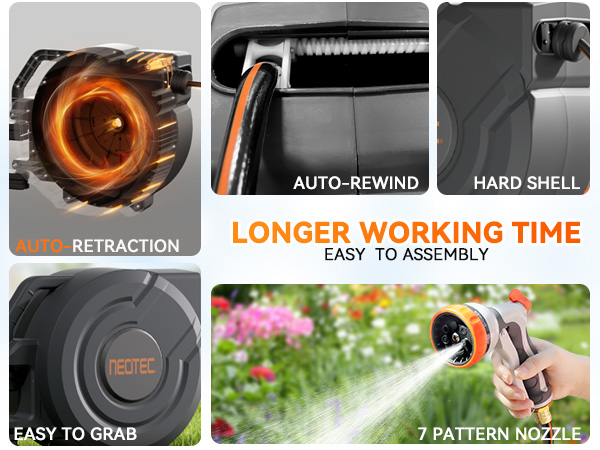 NEOTEC 1/2 30M 工業用格納式エアホースリール  - Garden Hose Reel Automatic Retractable 30M のレビューと価格