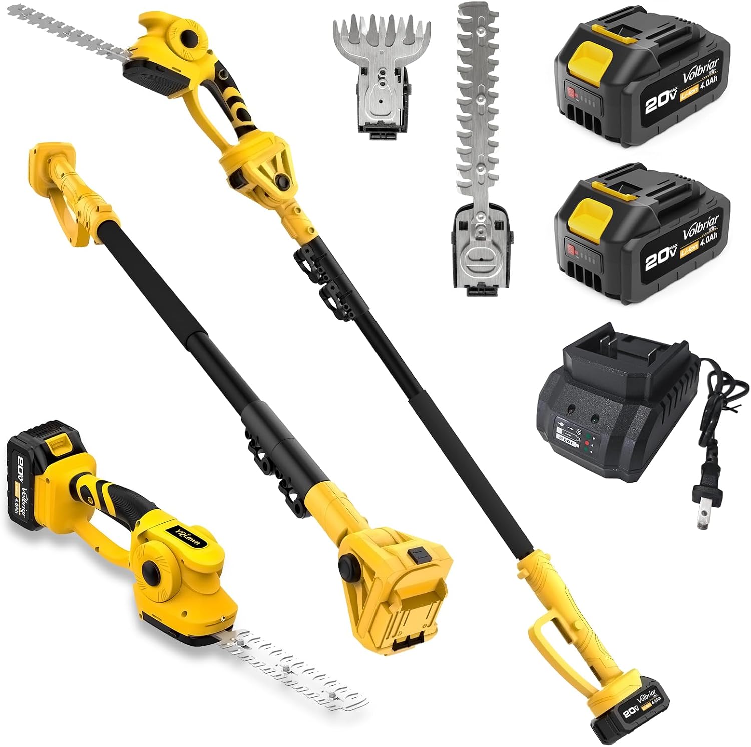 2-in-1コードレスポールヘッジトリマー＆草刈り機、14フ - Cordless Hedge Trimmer Pole 2 In 1 のレビューと価格