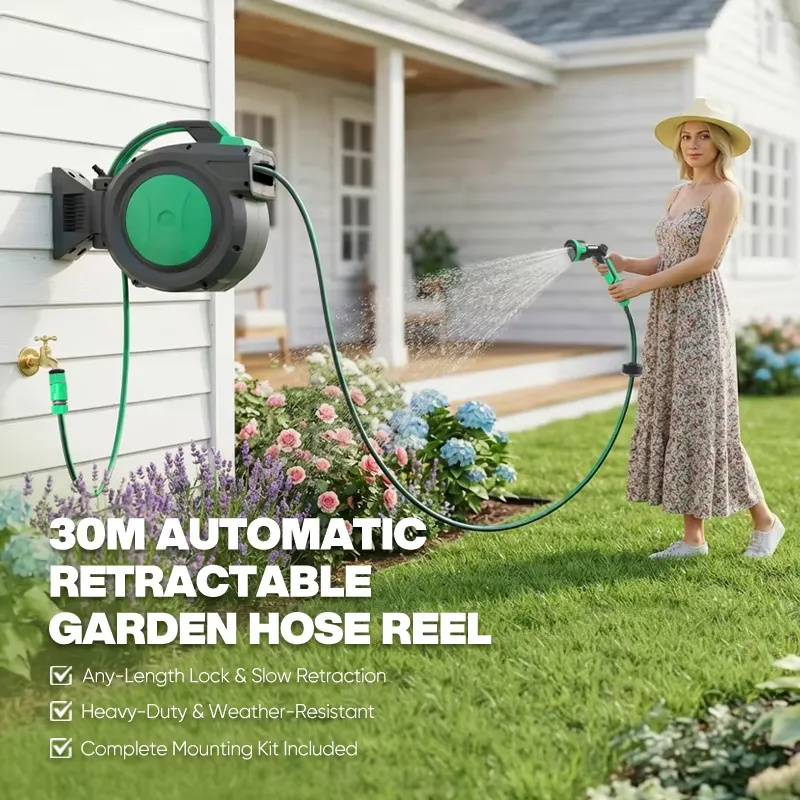 Hantechn製 自動巻き取り式ガーデンホースリール 30 - Garden Hose Reel Automatic Retractable 30M のレビューと価格