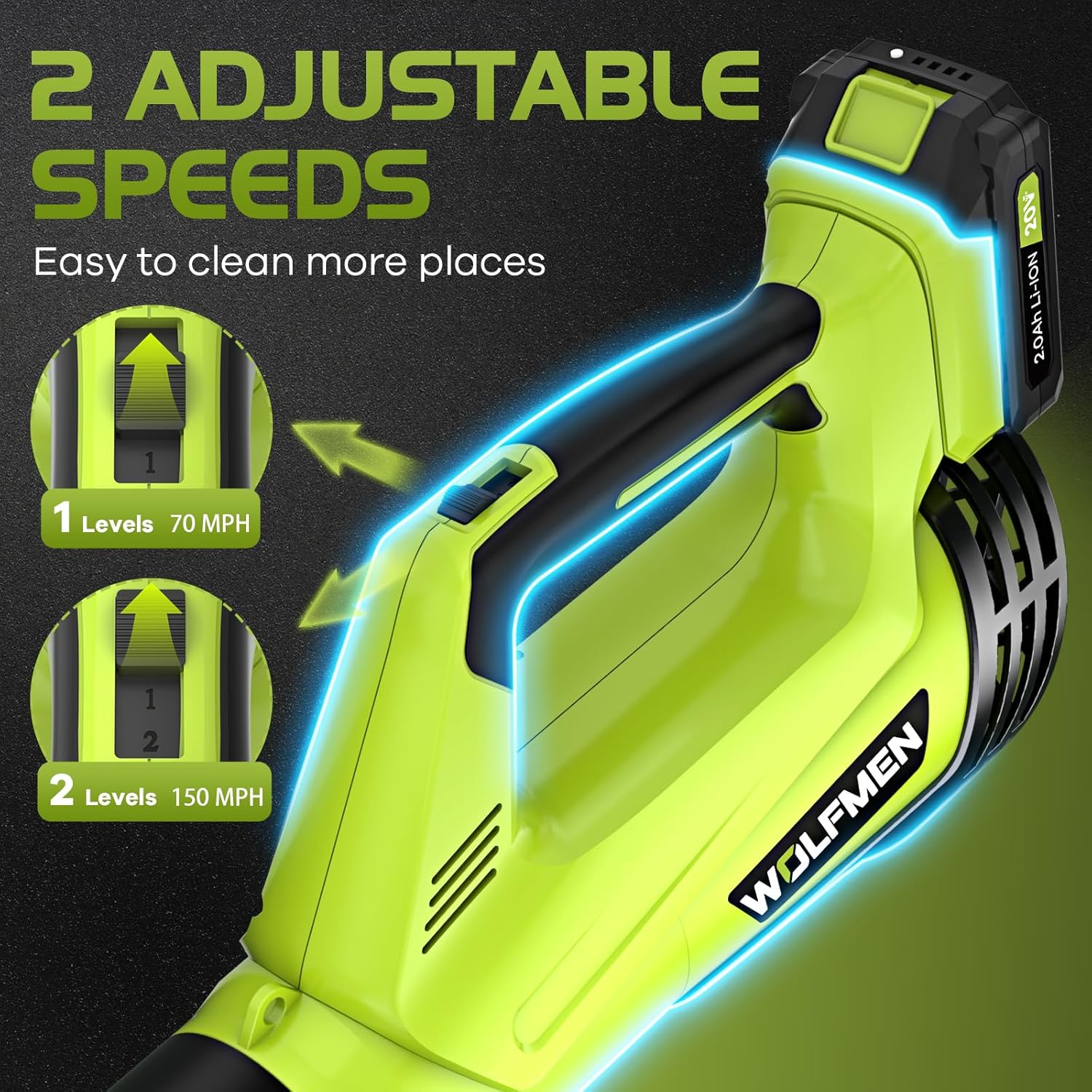 コードレス電動ブロワー。軽量で2段階の風量調節が可能な、庭、 - Cordless Leaf Blower Brushless 20V のレビューと価格
