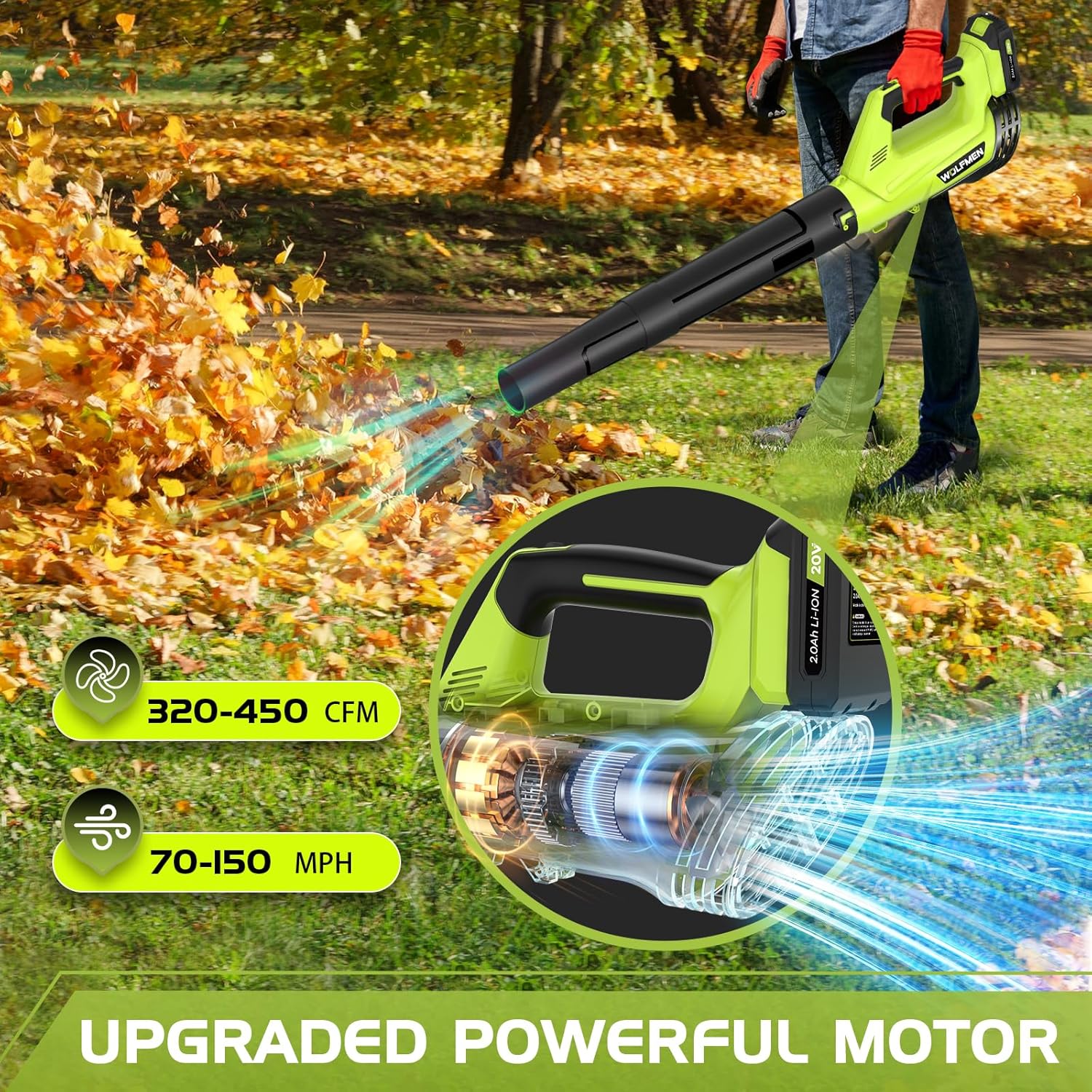 コードレス電動ブロワー。軽量で2段階の風量調節が可能な、庭、 - Cordless Leaf Blower Brushless 20V のレビューと価格