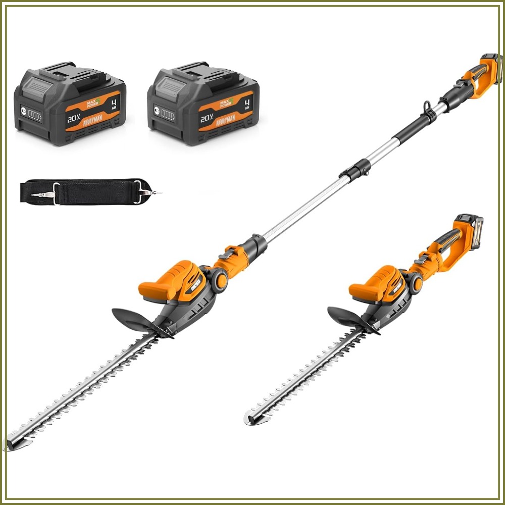 2-in-1コードレスポール＆ハンドヘルドヘッジトリマー、2 - Cordless Hedge Trimmer Pole 2 In 1 のレビューと価格