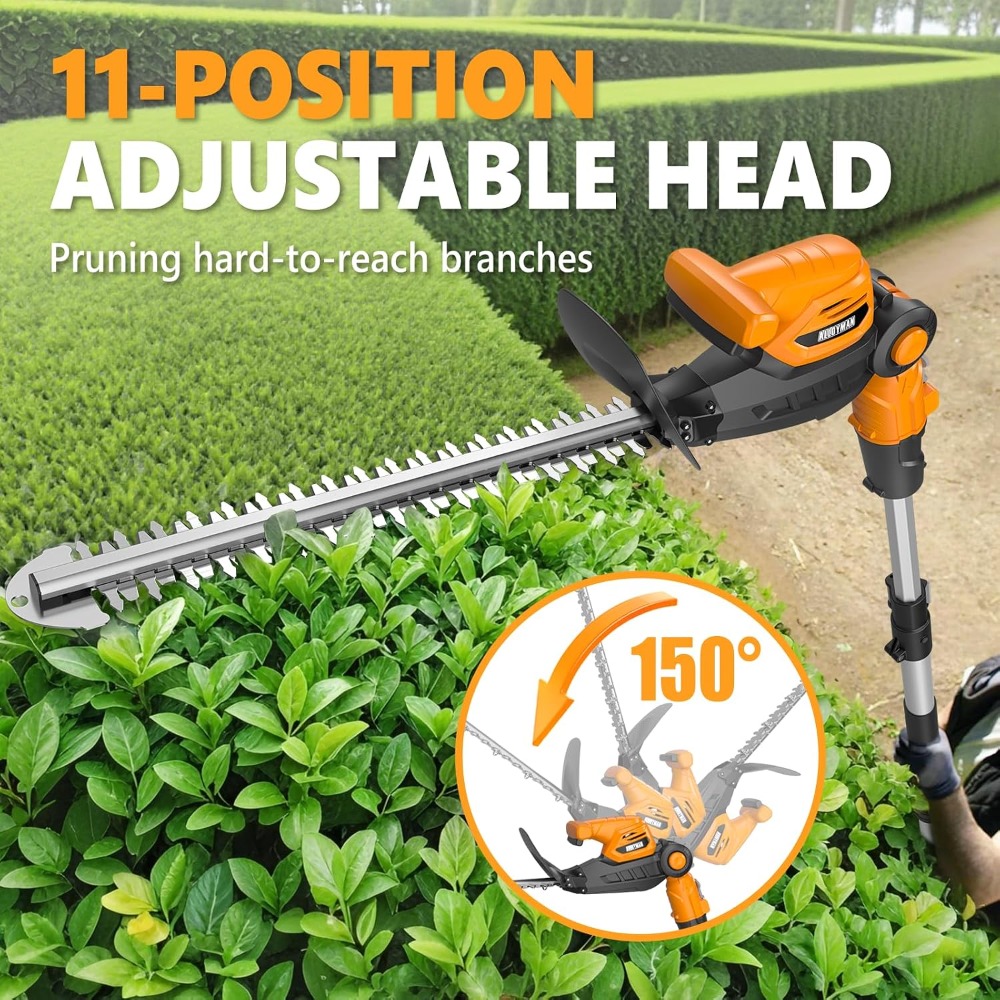 2-in-1コードレスポール＆ハンドヘルドヘッジトリマー、2 - Cordless Hedge Trimmer Pole 2 In 1 のレビューと価格
