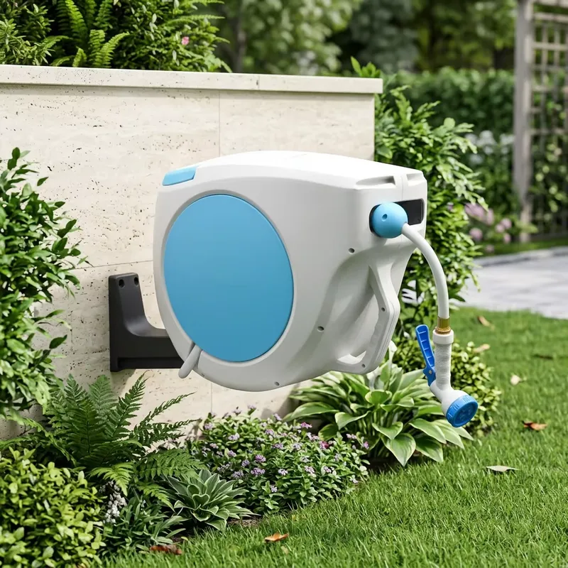 30メートル壁掛け式スプレーノズル付き自動巻き取り式ガーデン - Garden Hose Reel Automatic Retractable 30M のレビューと価格