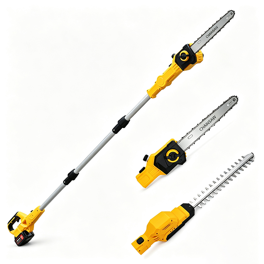 カスタム仕様の2-in-1コードレスポールチェーンソー兼生垣 - Cordless Hedge Trimmer Pole 2 In 1 のレビューと価格
