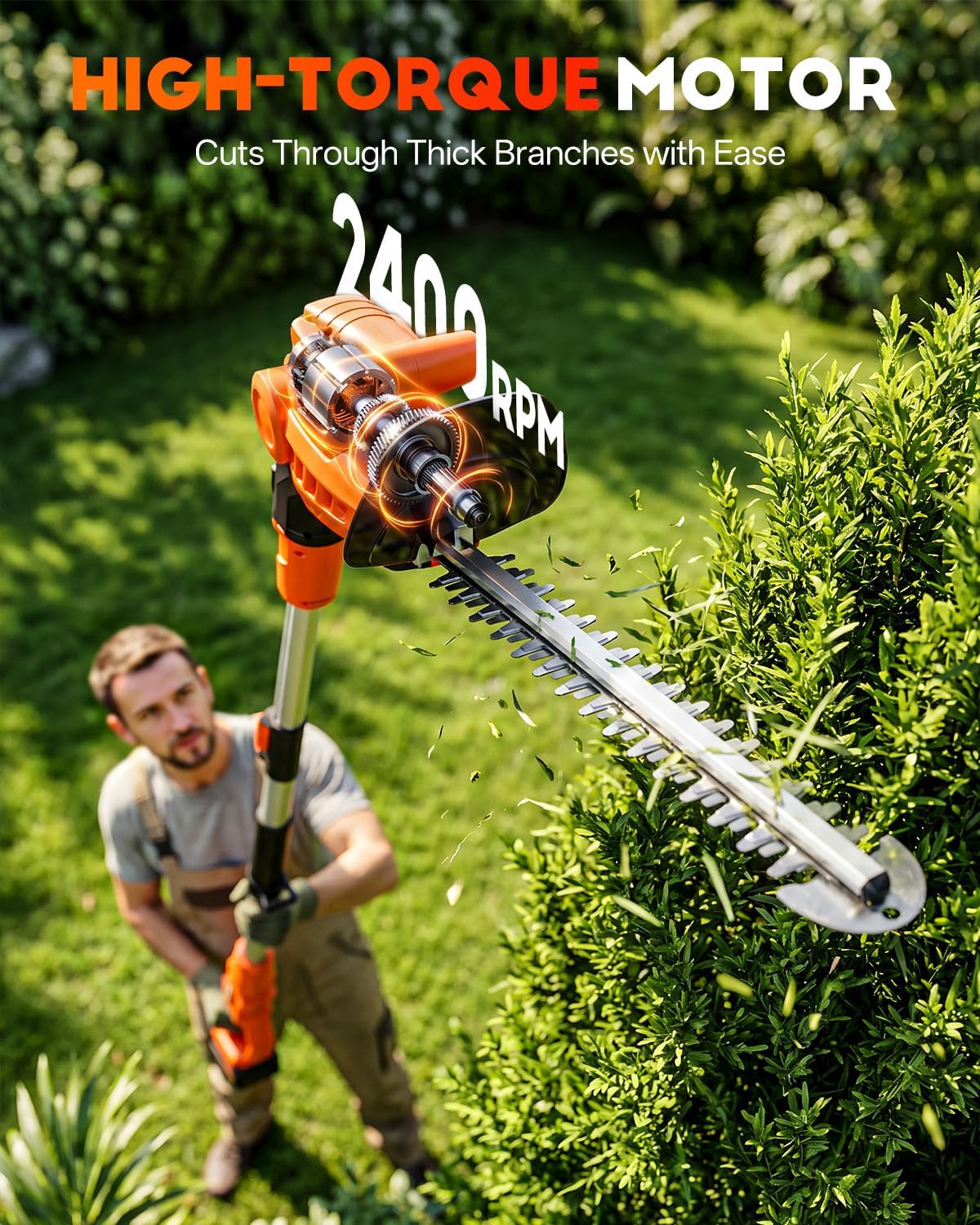 2-in-1デザインと伸縮式延長ポールを備えたコードレスヘッ - Cordless Hedge Trimmer Pole 2 In 1 のレビューと価格
