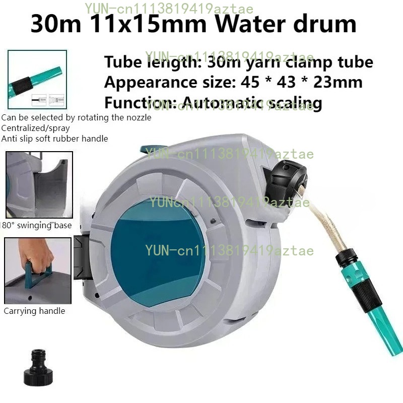 30メートル自動巻き取り式ホース収納リール 11x15mmパ - Garden Hose Reel Automatic Retractable 30M のレビューと価格